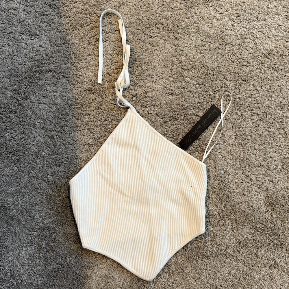 House of Harlow White Pleated Textured Halter Top - brand new with tags!
